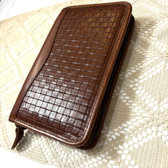 Day Timer Zip Around Basketweave Embossed Planner Cover Vintage - Picture 2 of 11
